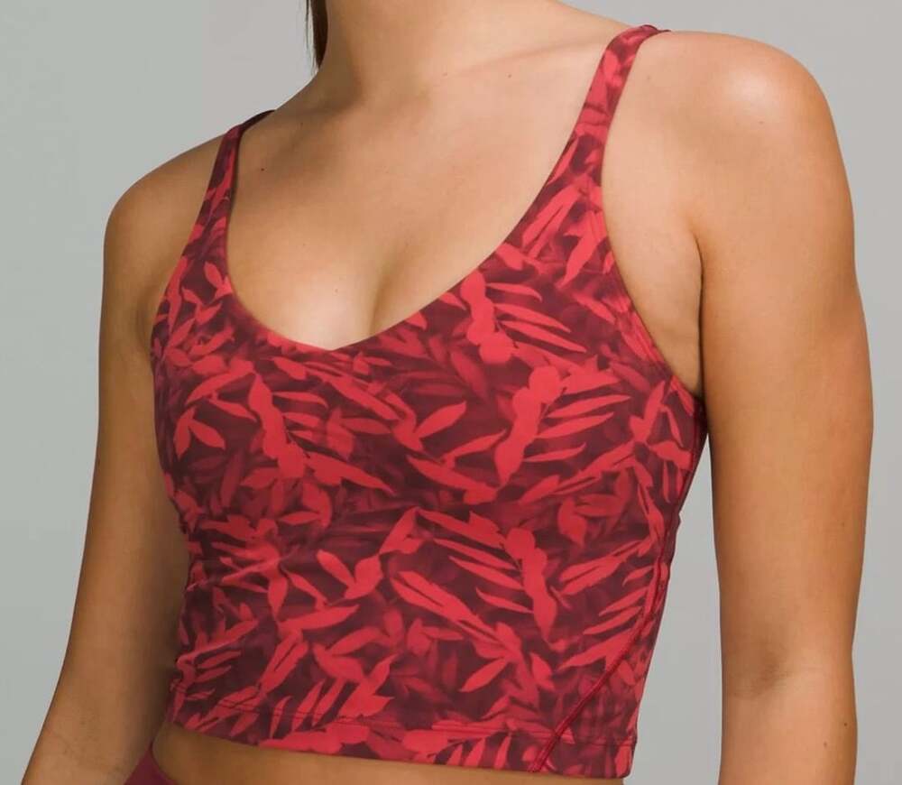 Lululemon Align Cropped Tank Size 12 Spray Leaf Red